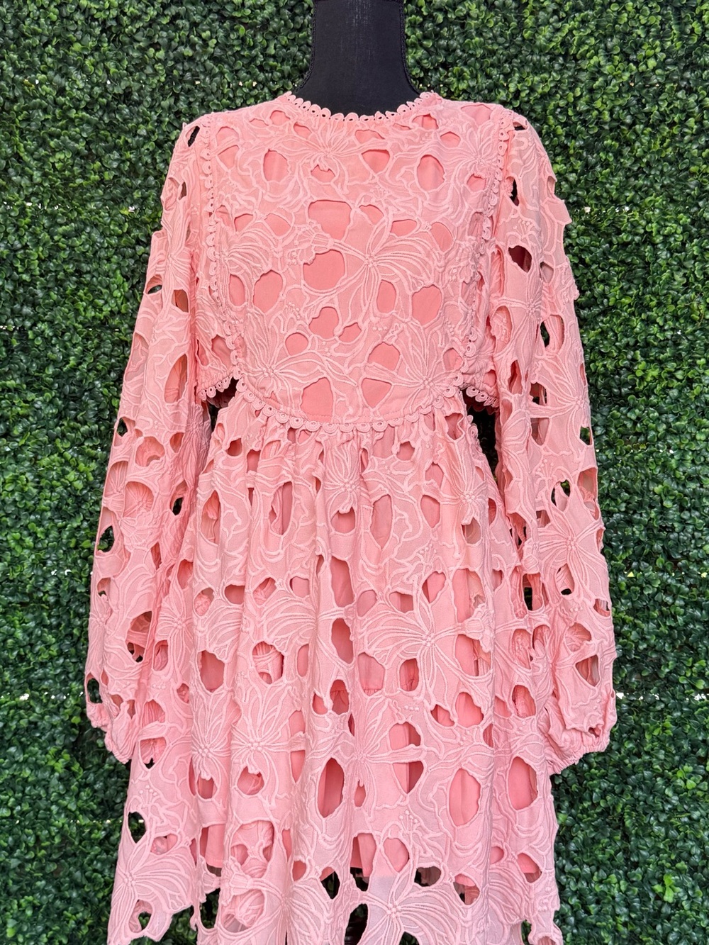 Ina Coral Pink Cutout Lace Formal Dress